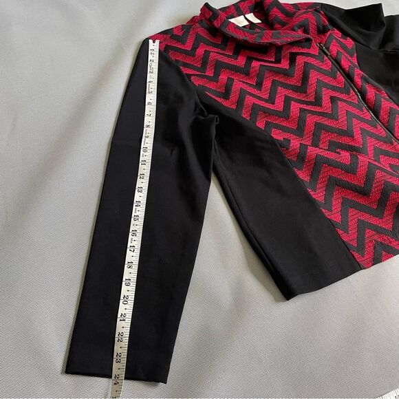 Chico’s Black & Red Chevron Moto Style Jacket Women’s Size Large (Chico’s 2) - Picture 7 of 11